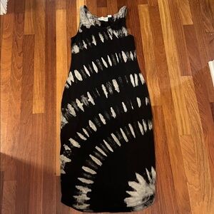 ANTHRO Black and White Tie-Dye Sleeveless Knit Dress